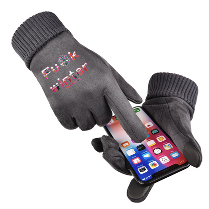 Gavin Scott Genderless FU*K WINTER Suede Gloves w/ Screen Friendly Fingertips (5 Colors)