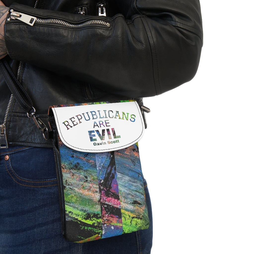 Gavin Scott REPUBLICANS ARE EVIL Crossbody Phone Wallet