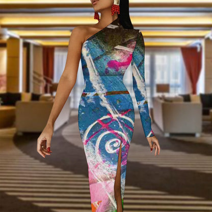 Gavin Scott Half Sleeve Slit Dress (Femme XS-L)