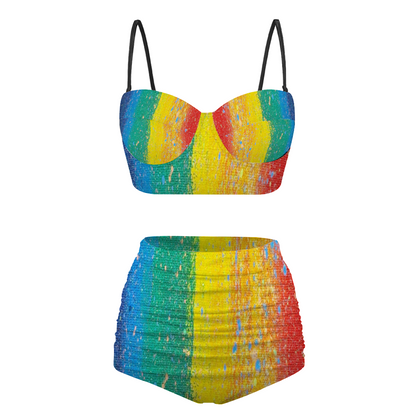 Gavin Scott High Waist Two Piece Bikini Swimsuit (Femme S-2XL)