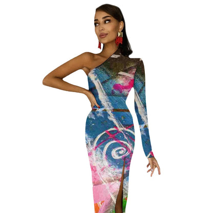 Gavin Scott Half Sleeve Slit Dress (Femme XS-L)