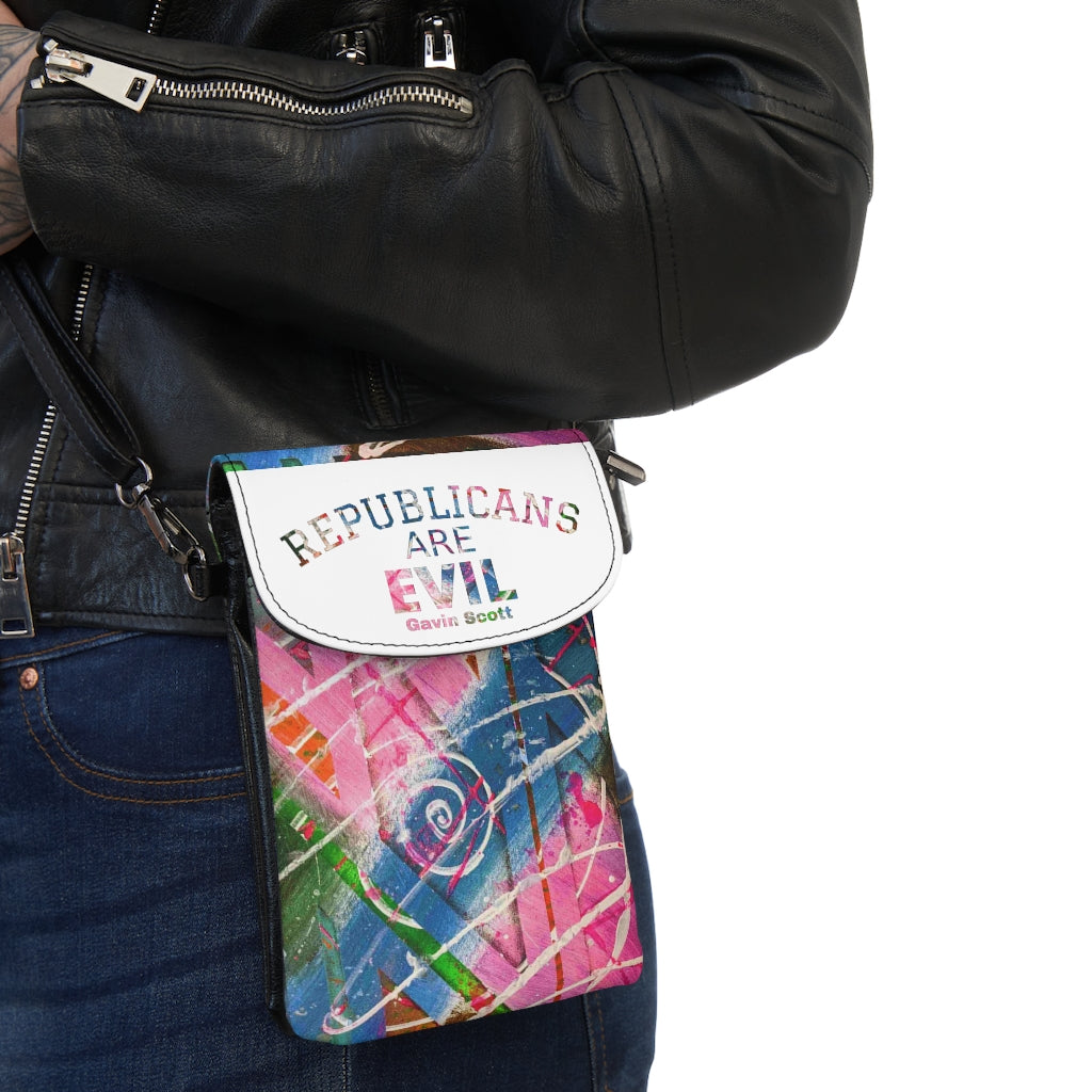 Gavin Scott REPUBLICANS ARE EVIL Crossbody Phone Wallet