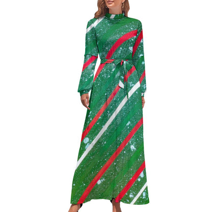 Gavin Scott High Neck Belted Full Length Dress (Femme XS-XL)