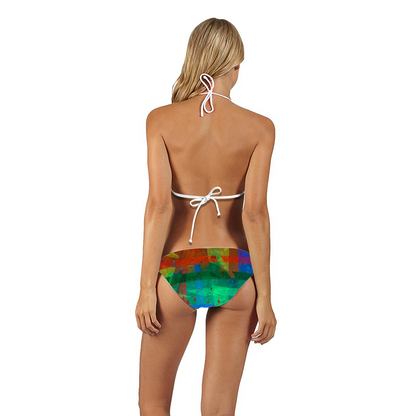 Gavin Scott Adjustable Tie Up Triangle String Bikini Swimsuit (Femme 1 Size/2 colors)