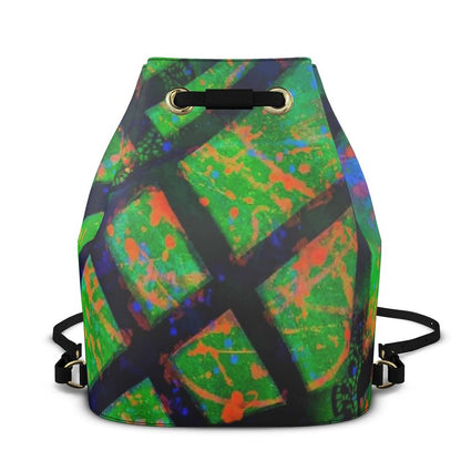 Gavin Scott 100% Genuine Nappa Leather Drawstring Bucket Backpack