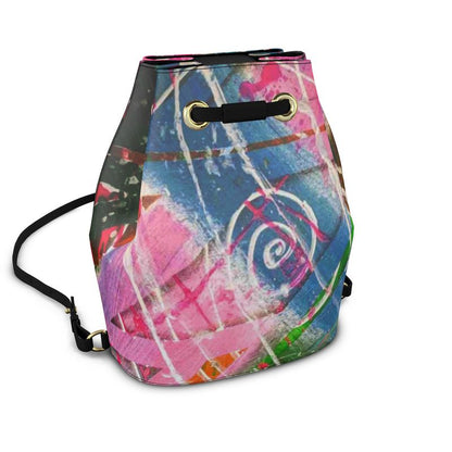 Gavin Scott 100% Genuine Nappa Leather Drawstring Bucket Backpack