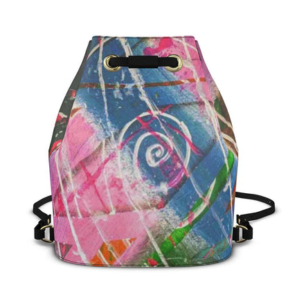 Gavin Scott 100% Genuine Nappa Leather Drawstring Bucket Backpack