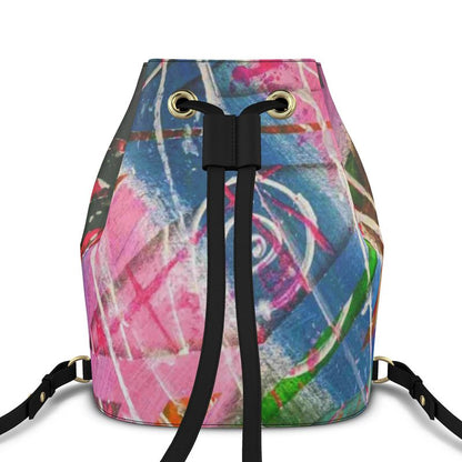 Gavin Scott 100% Genuine Nappa Leather Drawstring Bucket Backpack