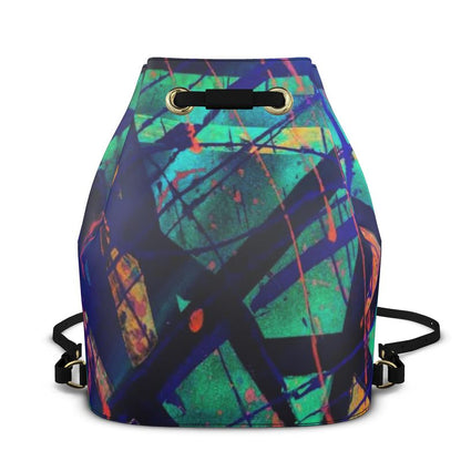 Gavin Scott 100% Genuine Nappa Leather Drawstring Bucket Backpack