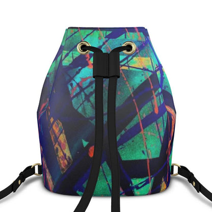 Gavin Scott 100% Genuine Nappa Leather Drawstring Bucket Backpack