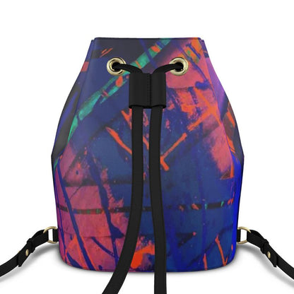 Gavin Scott 100% Genuine Nappa Leather Drawstring Bucket Backpack