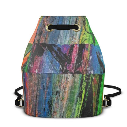 Gavin Scott 100% Genuine Nappa Leather Drawstring Bucket Backpack