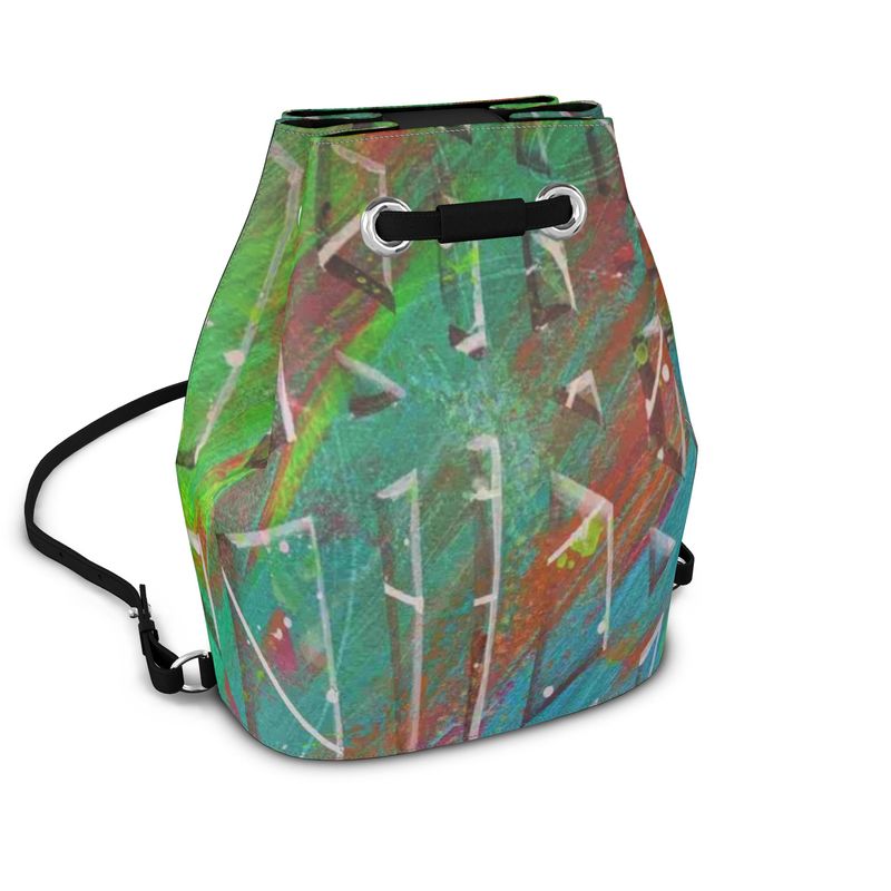 Gavin Scott Deluxe Leather Drawstring Bucket Backpack