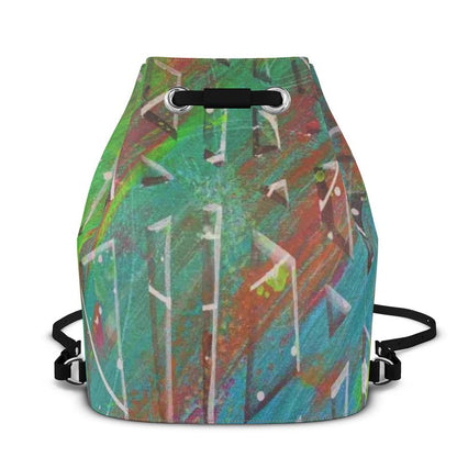 Gavin Scott 100% Genuine Nappa Leather Drawstring Bucket Backpack