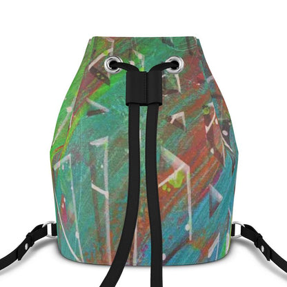 Gavin Scott 100% Genuine Nappa Leather Drawstring Bucket Backpack