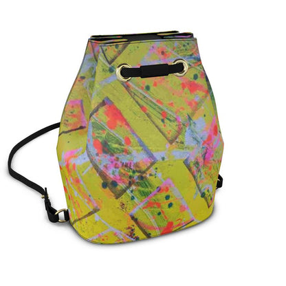 Gavin Scott 100% Genuine Nappa Leather Drawstring Bucket Backpack