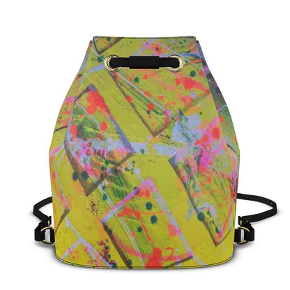 Gavin Scott 100% Genuine Nappa Leather Drawstring Bucket Backpack