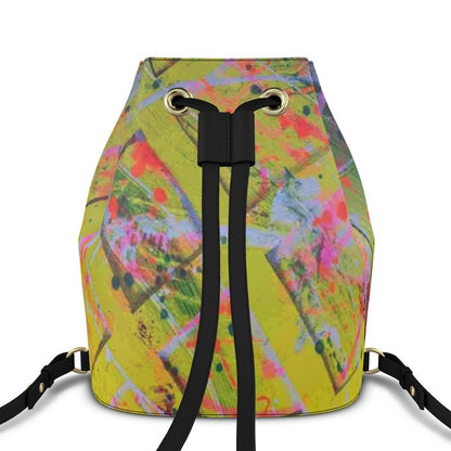 Gavin Scott 100% Genuine Nappa Leather Drawstring Bucket Backpack