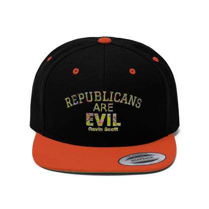 Gavin Scott REPUBLICANS ARE EVIL Flat Bill Hat