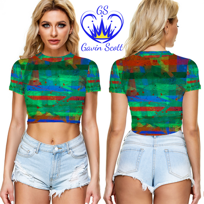 Gavin Scott Sheer Tee Mesh Crop Top (Femme 2XS-8XL)