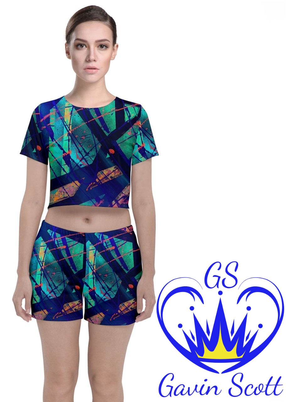 Gavin Scott Crop Top and Shorts Set (Femme XS-3XL)