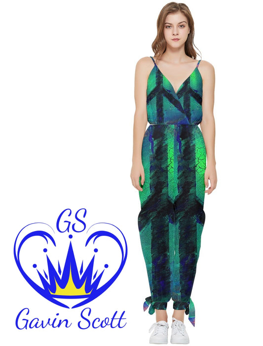 Gavin Scott Sleeveless Jumpsuit with Ankle Ties (Femme XS-5XL)