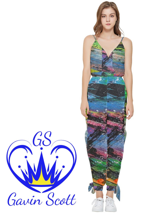 Gavin Scott Sleeveless Jumpsuit with Ankle Ties (Femme XS-5XL)