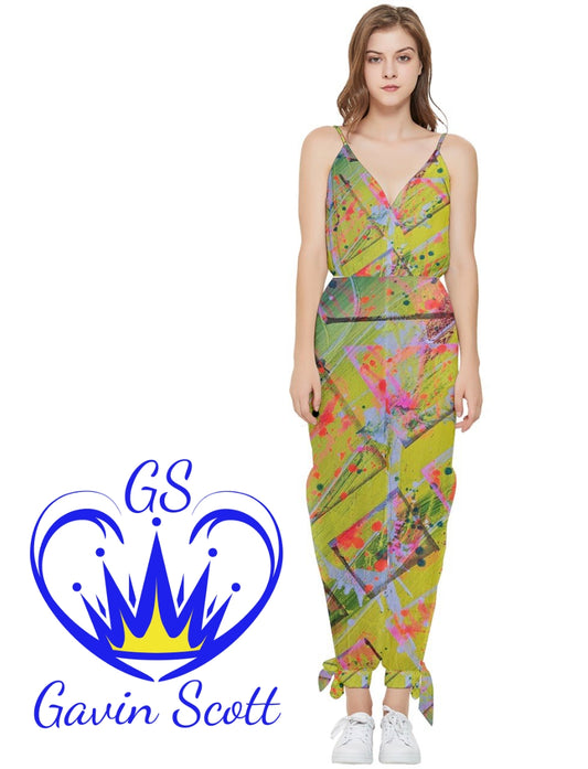 Gavin Scott Sleeveless Jumpsuit with Ankle Ties (Femme XS-5XL)