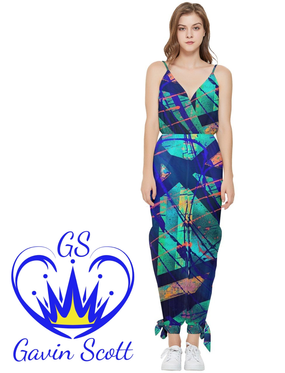 Gavin Scott Sleeveless Jumpsuit with Ankle Ties (Femme XS-5XL)