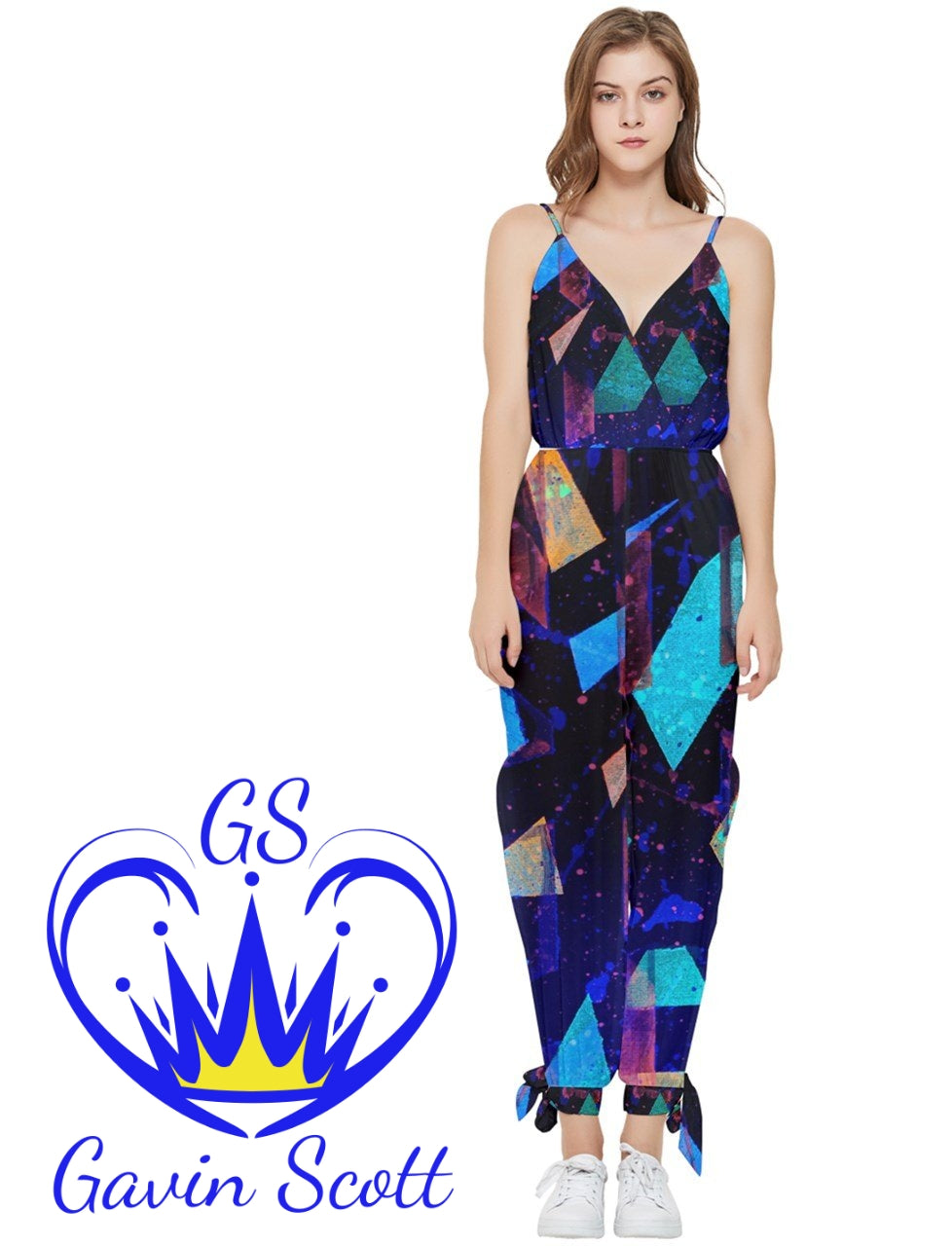 Gavin Scott Sleeveless Jumpsuit with Ankle Ties (Femme XS-5XL)