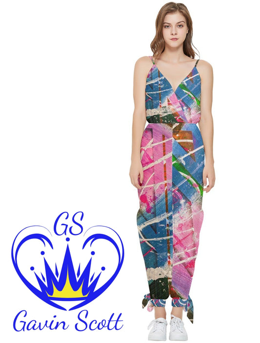 Gavin Scott Sleeveless Jumpsuit with Ankle Ties (Femme XS-5XL)