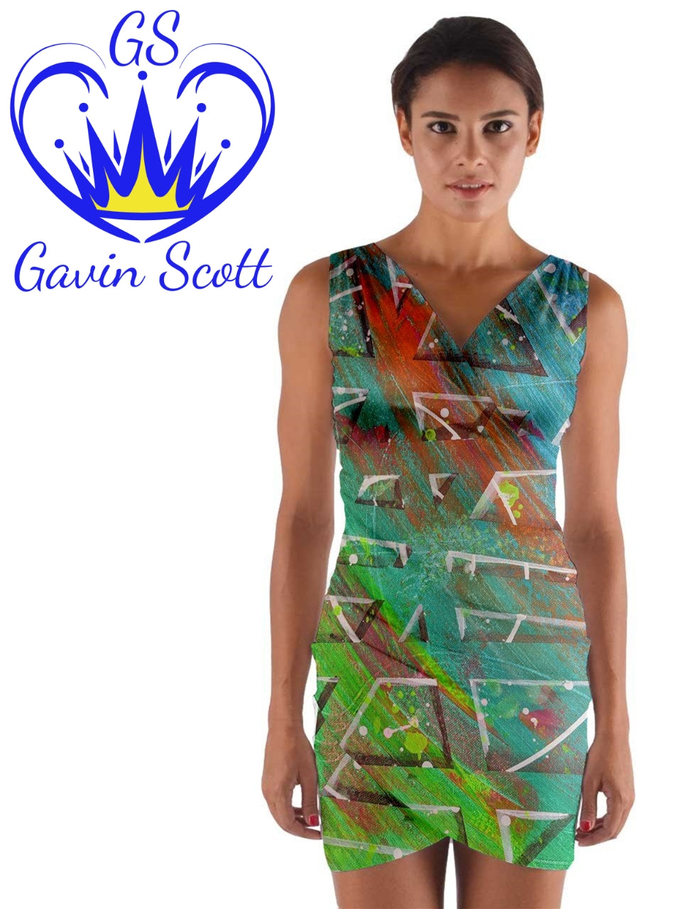 Gavin Scott Wrap Front Bodycon Dress (Femme XS-3XL)