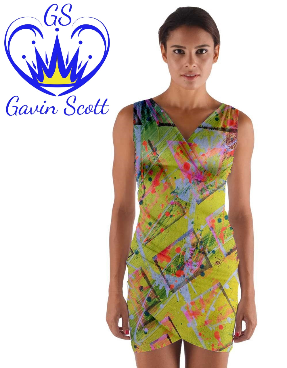 Gavin Scott Wrap Front Bodycon Dress (Femme XS-3XL)