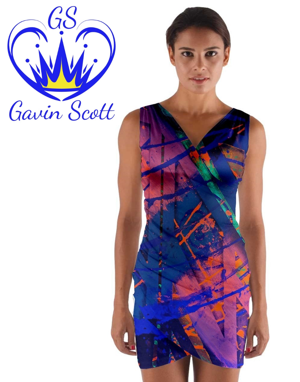 Gavin Scott Wrap Front Bodycon Dress (Femme XS-3XL)