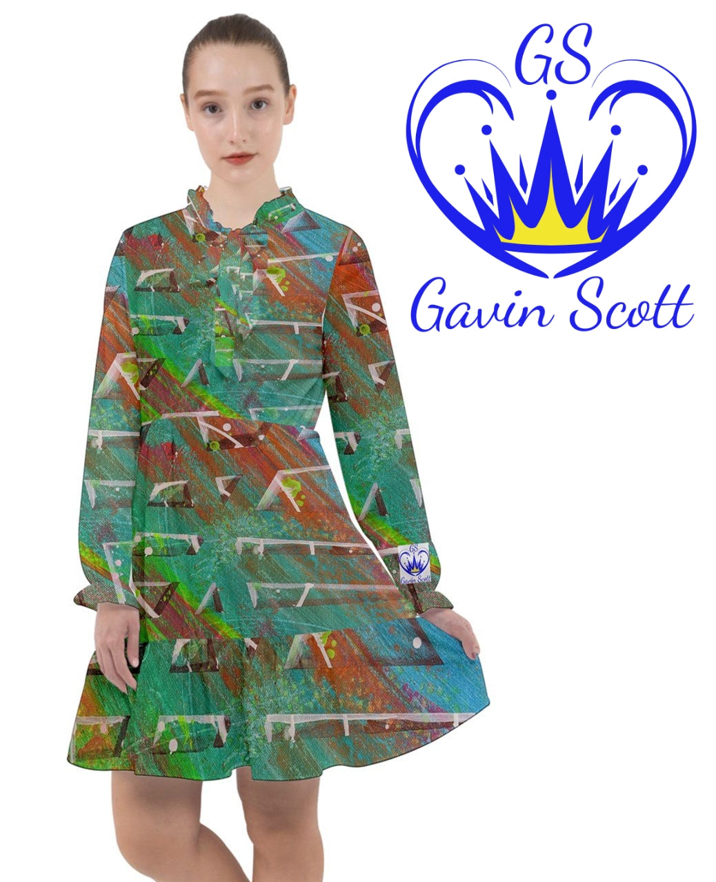 Gavin Scott Plume Cuffed Frill Dress (Femme XS-3XL)