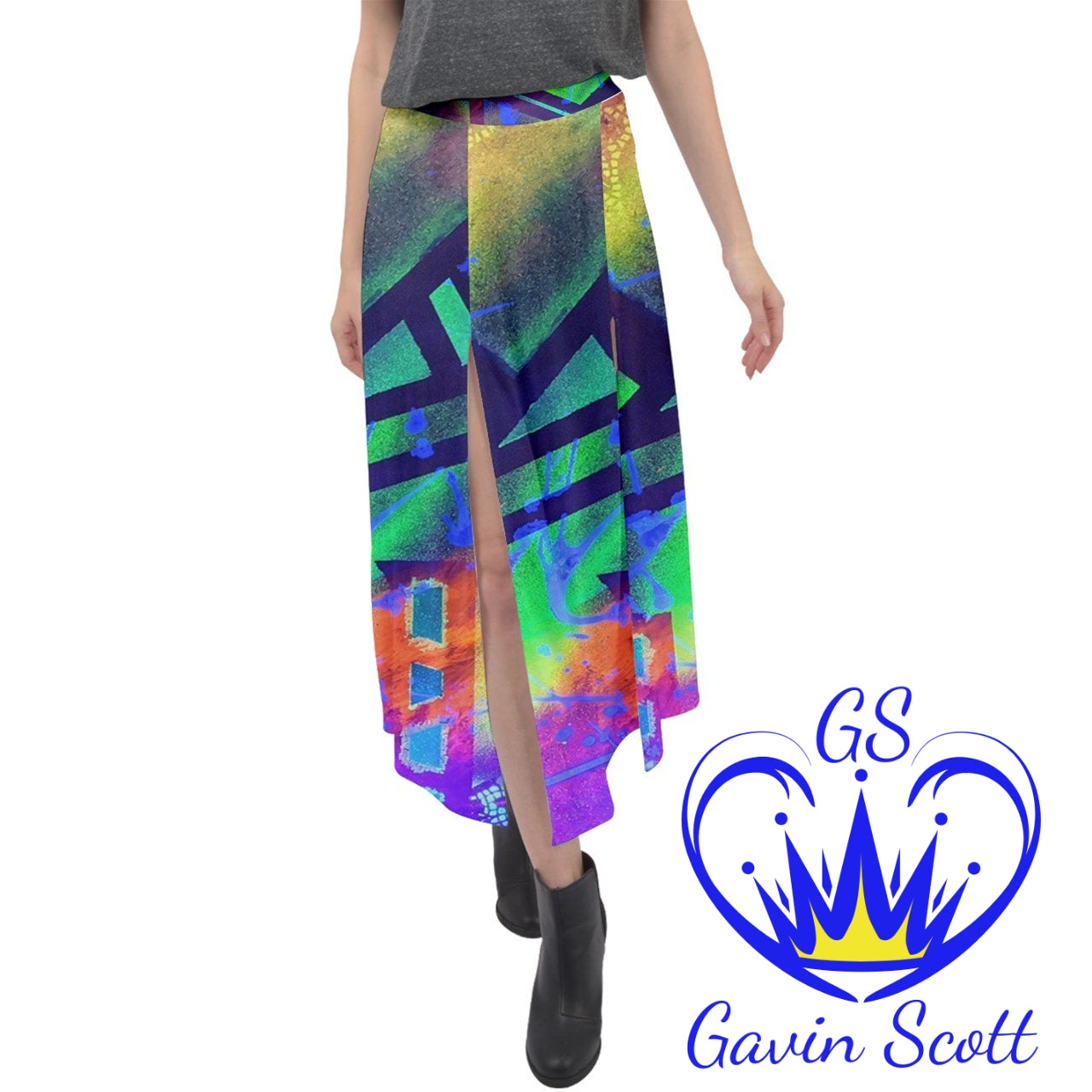 Gavin Scott Velour Split Panel Skirt (Femme XS-3XL)