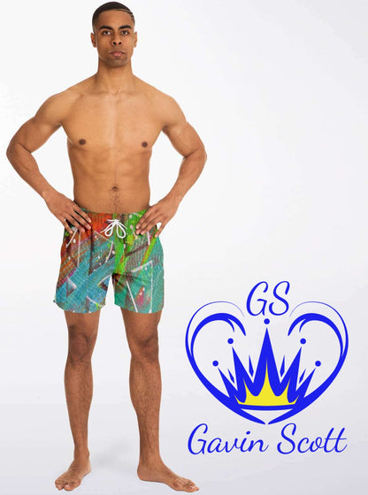 Gavin Scott Square Cut Swim Trunks (Masc XS-3XL)