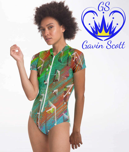 Gavin Scott Short Sleeve Festival Catsuit w/UPF 50+ Sun Protection (Femme XS-XL)