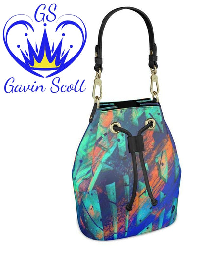 Gavin Scott 100% Genuine Nappa Leather Drawstring Bucket Bag