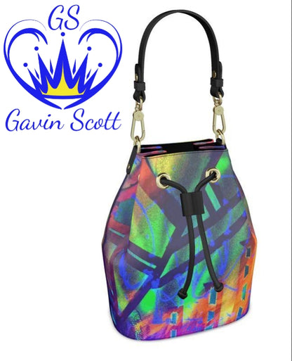 Gavin Scott 100% Genuine Nappa Leather Drawstring Bucket Bag