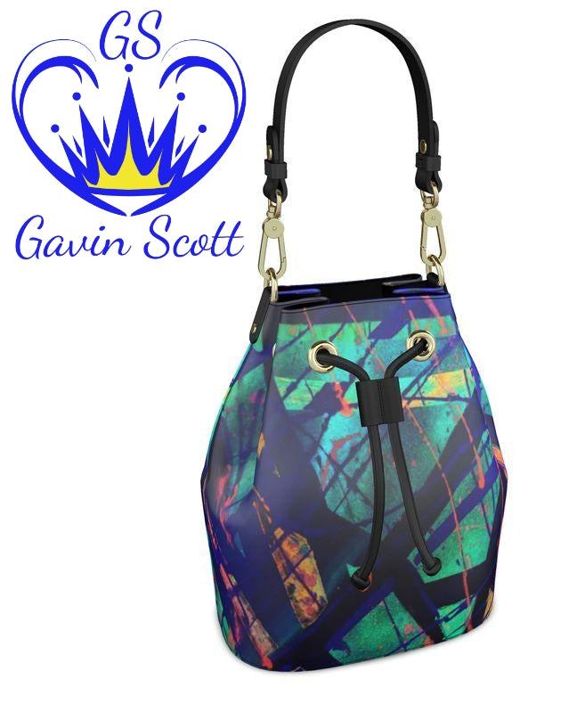 Gavin Scott Deluxe Leather Drawstring Bucket Bag