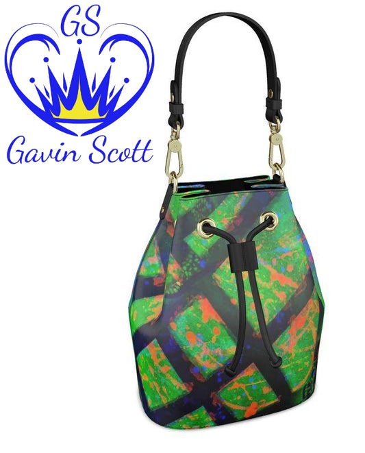 Gavin Scott Deluxe Leather Drawstring Bucket Bag