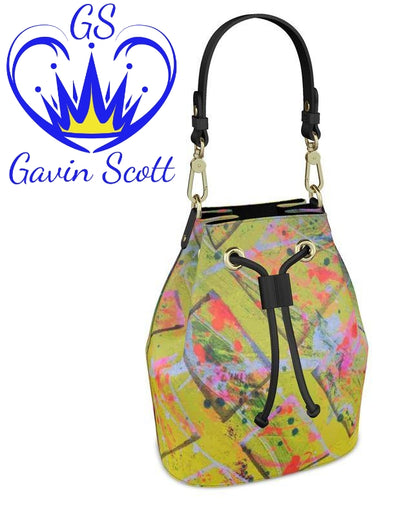 Gavin Scott 100% Genuine Nappa Leather Drawstring Bucket Bag
