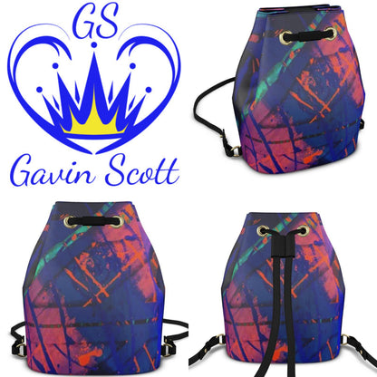 Gavin Scott 100% Genuine Nappa Leather Drawstring Bucket Backpack
