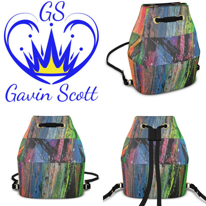 Gavin Scott 100% Genuine Nappa Leather Drawstring Bucket Backpack