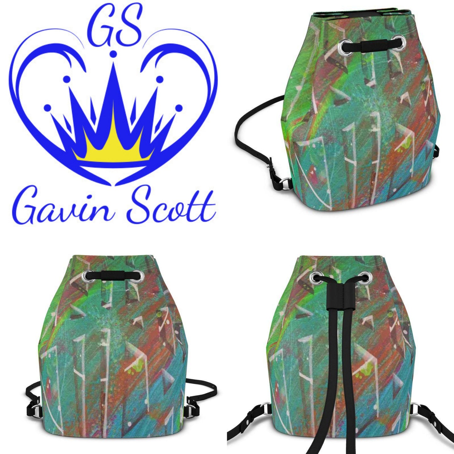 Gavin Scott Deluxe Leather Drawstring Bucket Backpack