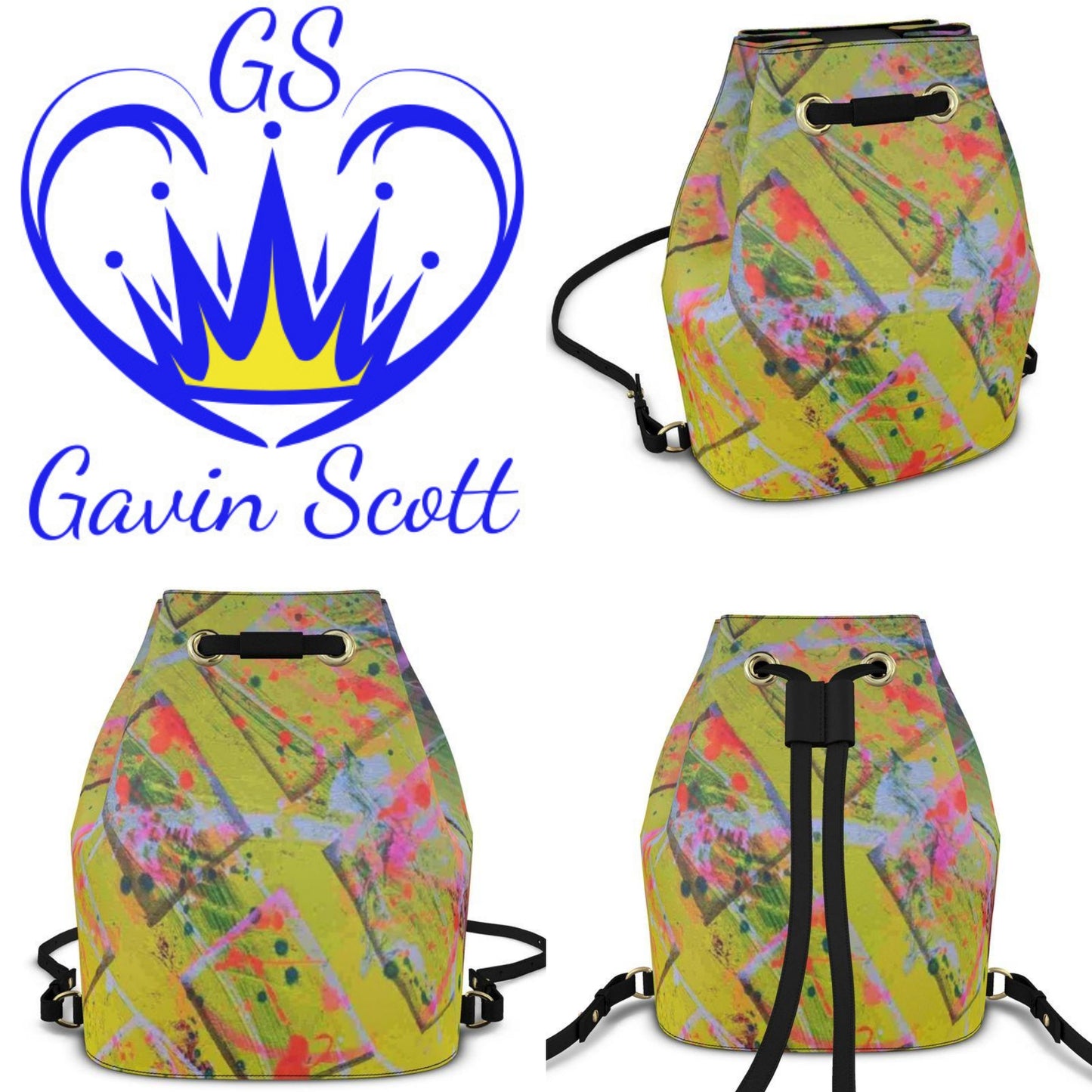 Gavin Scott Deluxe Leather Drawstring Bucket Backpack