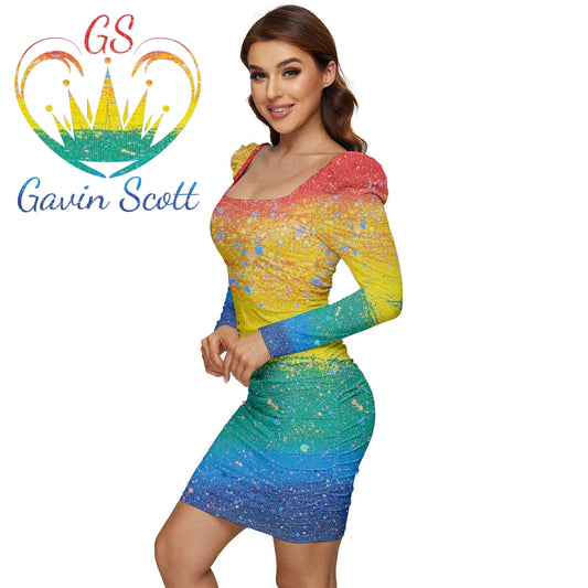 Gavin Scott PRIDE Long Sleeve Jersey Dress (Femme XS-5XL)