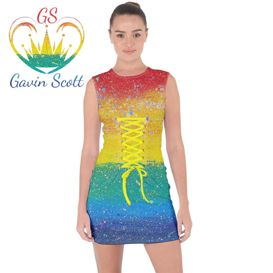 Gavin Scott PRIDE Corset Front Bodycon Dress (Femme XS-5XL)