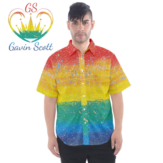 Gavin Scott PRIDE Short Sleeve Button Down Shirt (Masc XS-5XL)